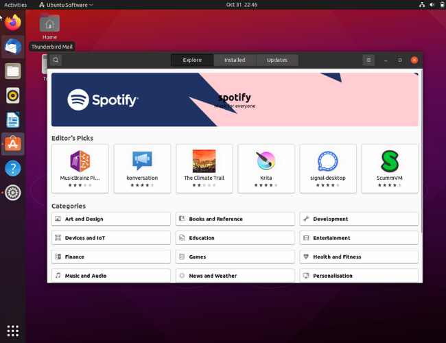Ubuntu Software center home page