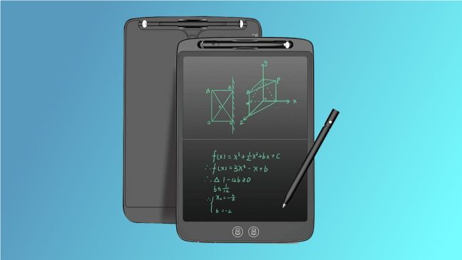 writing tablet on blue background