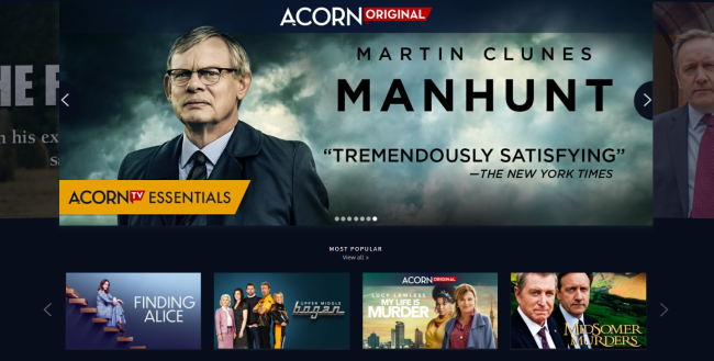 Acorn TV homepage
