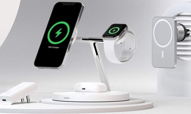 Belkin 3 in 1 charger on white table