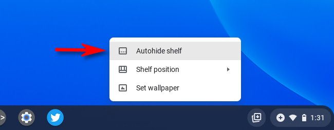 In the menu that pops up, select "Autohide Shelf."