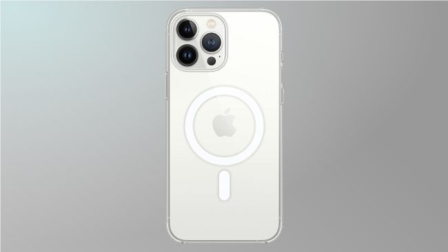 apple clear case on light grey background
