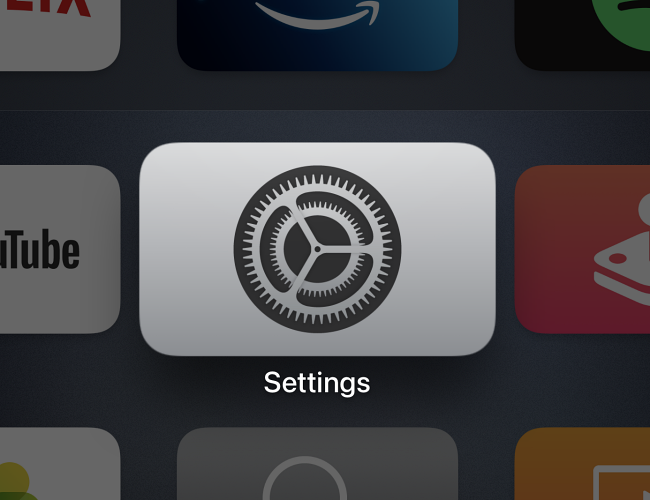 Select the "Settings" app on Apple TV.