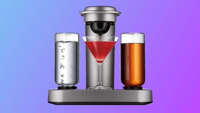 Bartesian cocktail machine on blue and purple background