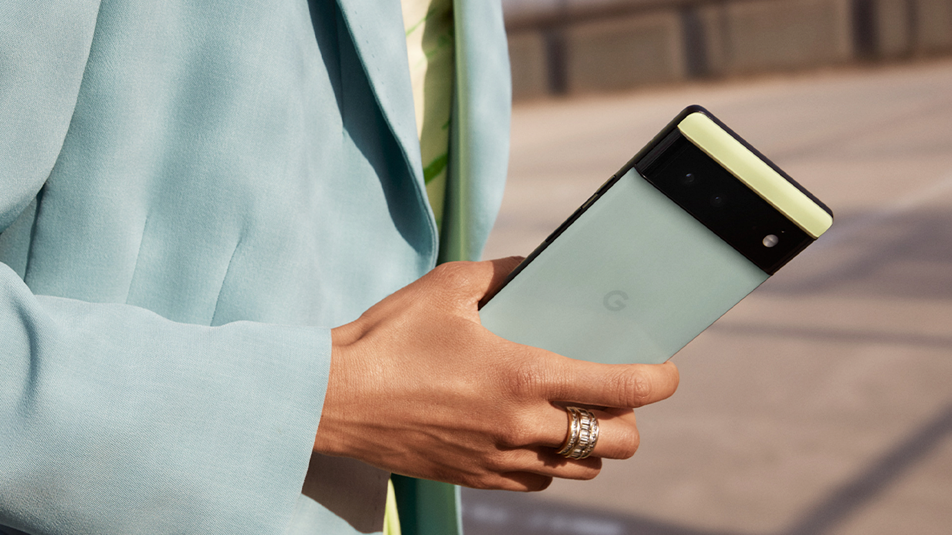 A person holding the Google Pixel 6