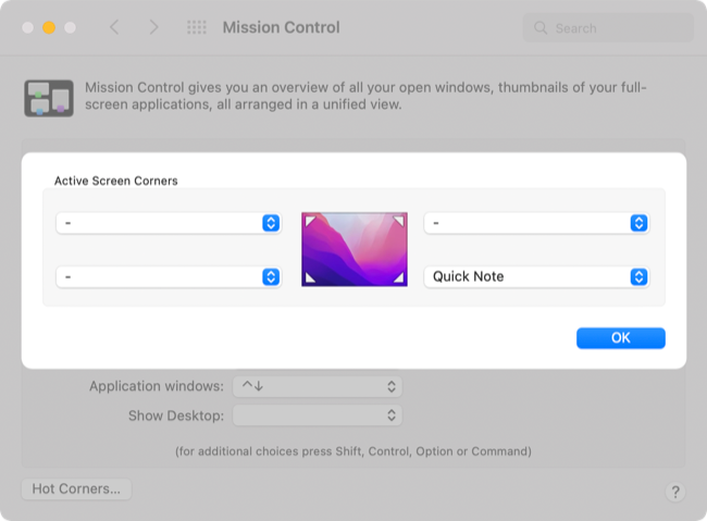 macOS Hot Corners shortcuts