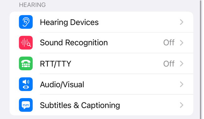 Audio/Visual setting in iOS Accessibility settings