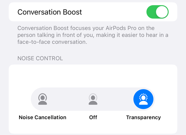 Conversation Boost enabled in iOS Accessibility settings