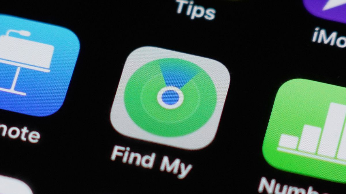 Closeup of Find My app icon on an iPhone screen