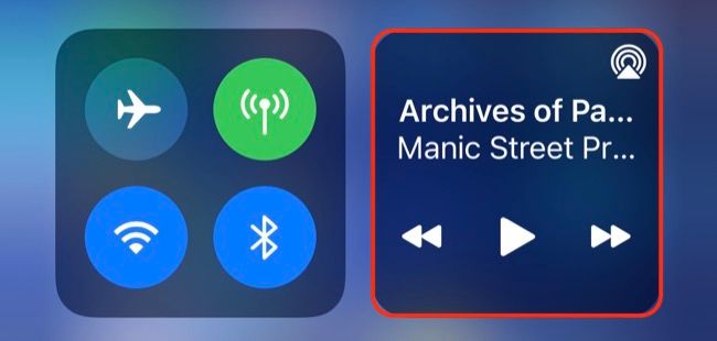 Now Playing box in Control Center for iOS
