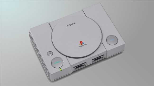 Playstation Classic on light grey background