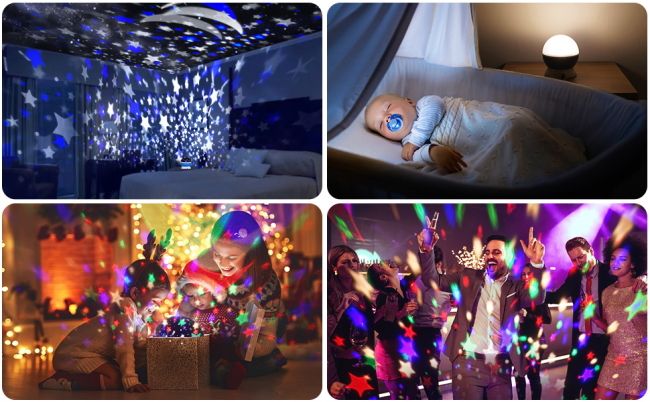 collage of night light pictures