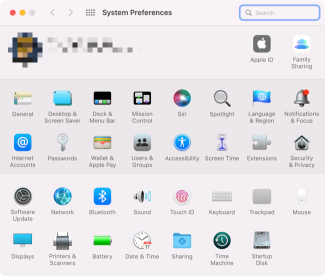 macOS Monterey System Preferences