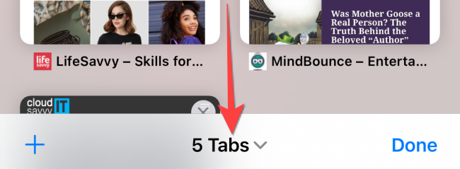 Tap on the "Tab Count" to open the "Tab Groups" menu.
