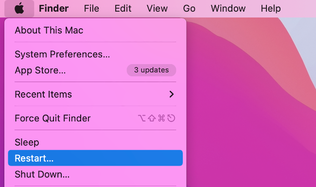 Select the restart option in macOS