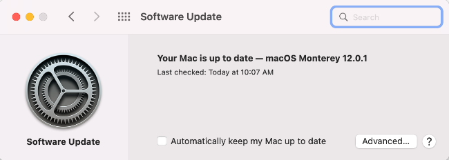 macOS Software Update menu