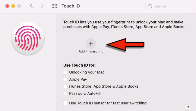 Add a Touch ID fingerprint on macOS