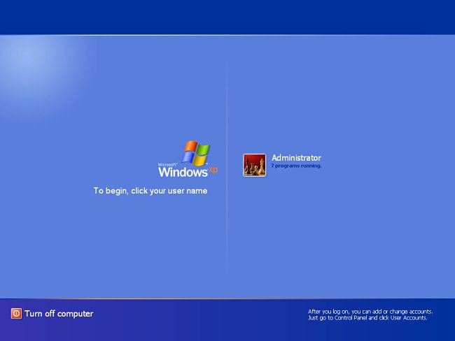 A screenshot of the Windows XP sign-in screen.