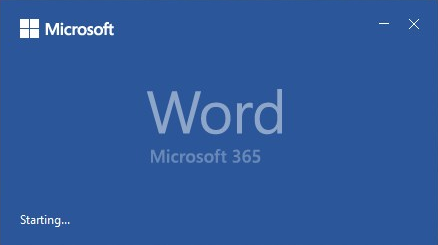 Microsoft 365 word splash screen