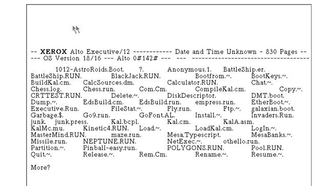 Xerox Alto directory listing screenshot
