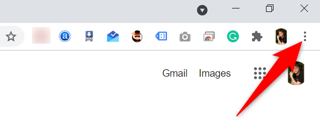Click the three dots in the top-right corner of Chrome.