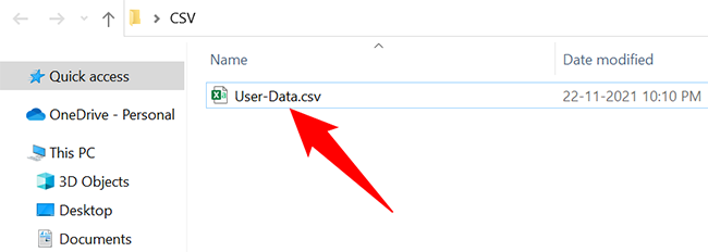 Locate the CSV file on the computer.