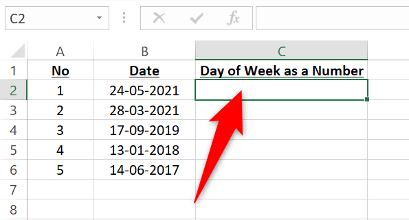 Select a cell in an Excel spreadsheet.