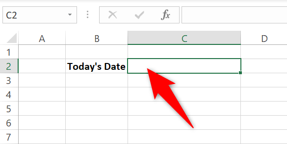 Select a cell to display the date in an Excel spreadsheet.