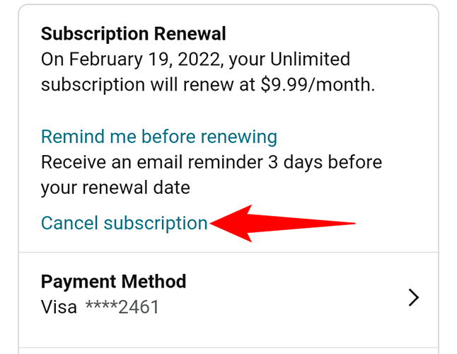 Tap "Cancel Subscription" in the