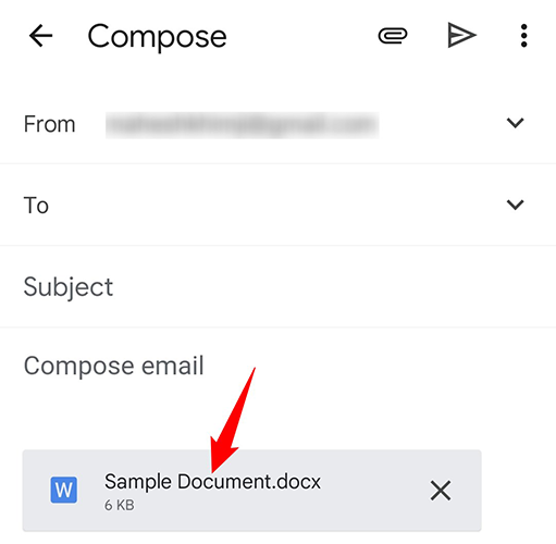 A Google doc file attached to a new email.