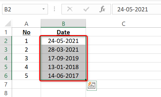 Select the date cells.
