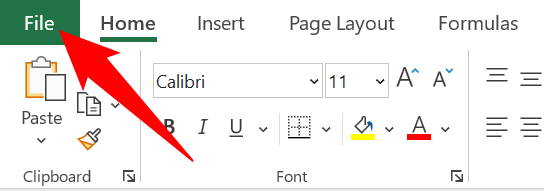 Click "File" in Excel's top-left corner.
