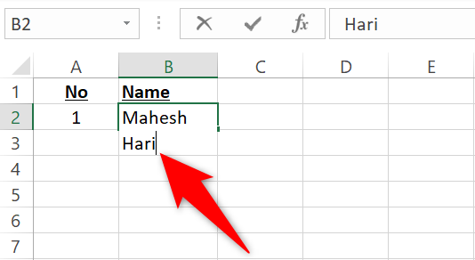 Enter a new line in a cell in Excel.