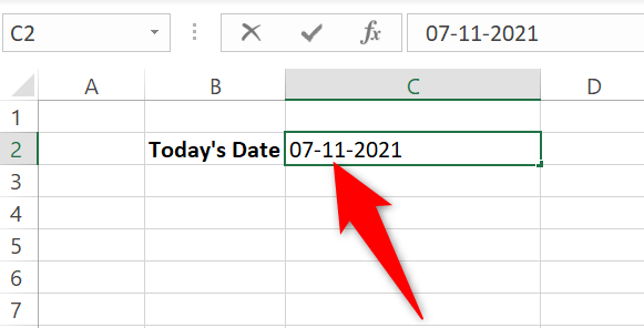 Today's date in a cell in Excel.