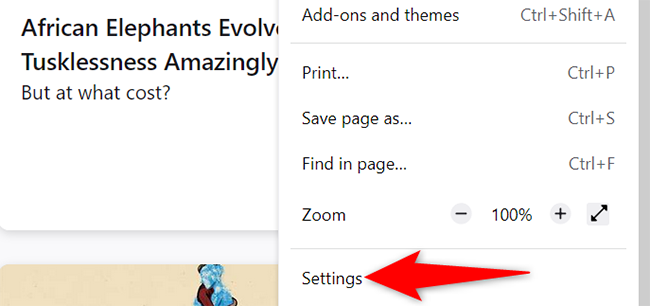 Select "Settings" from the Firefox menu.