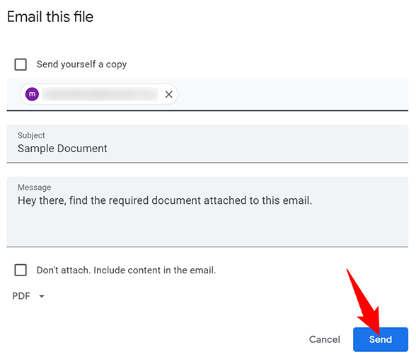 Send a Google doc via email.