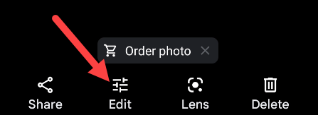 Open a photo and tap "Edit."