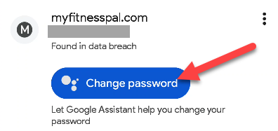 Tap "Change Password" with the Assistant icon.