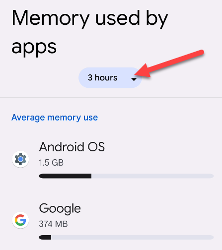 Here you'll see the RAM usage by apps.