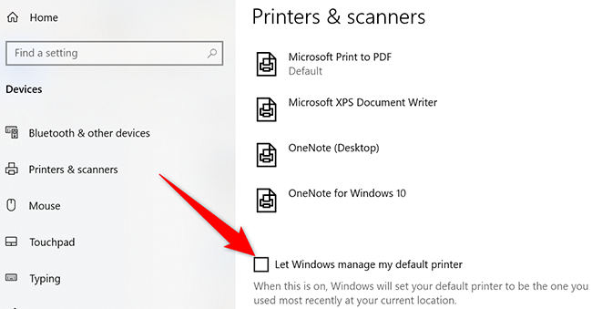 Turn off "Let Windows Manage My Default Printer" on the