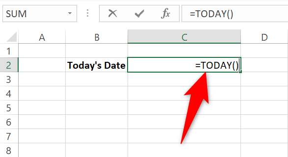 Enter the function to add today's date.