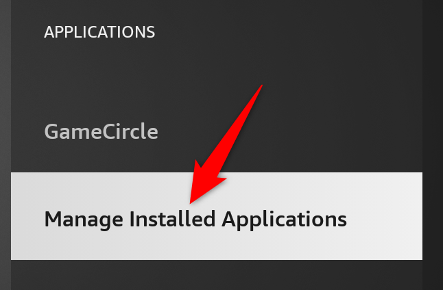 Select "Manage Installed Applications"