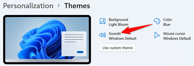 Click "Sounds" on the "Themes" page.