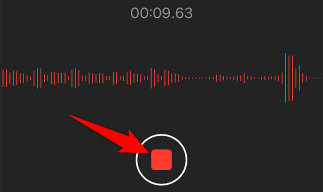 Tap the stop red button in Voice Memos.