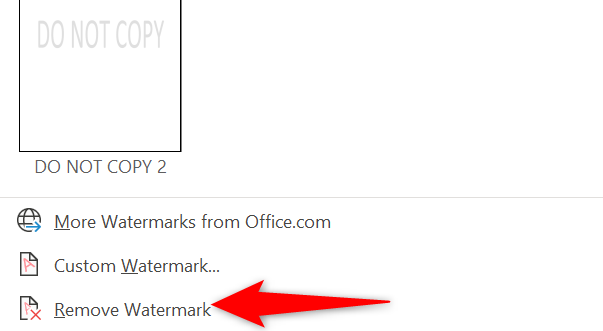 Select "Remove Watermark" from the "Watermark" menu.