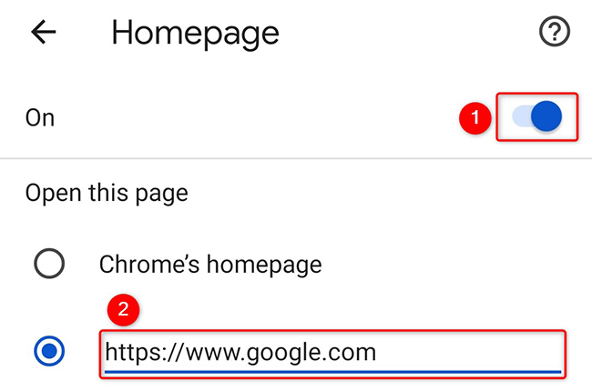Make Google the homepage in Chrome on Android.