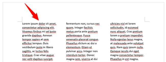 A Word document with three columns.