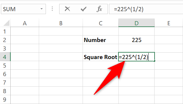 Enter numbers directly in the square root formula.