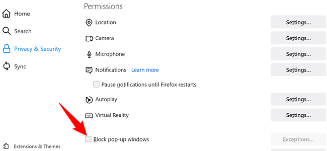Deactivate the "Block Pop-Up Windows" option.