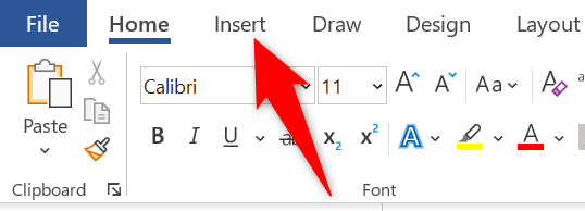 Click the "Insert" tab in Word.